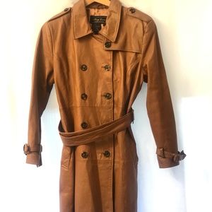 Terry Lewis Genuine Leather Belted Trench Coat